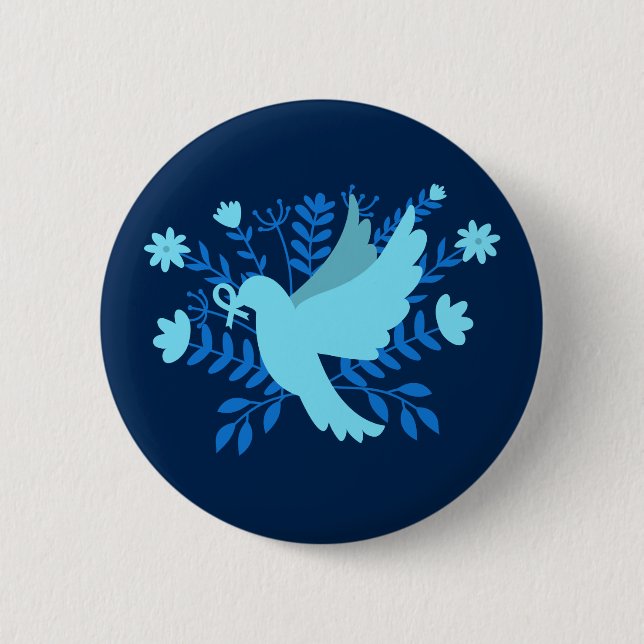 Badge Rond 5 Cm colombe bleue de la Paix (Devant)