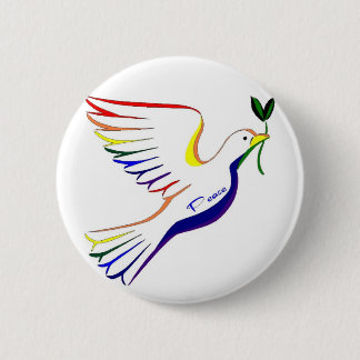 Badge Rond 5 Cm Colombe d'arc-en-ciel