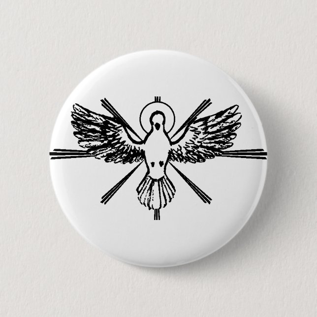 Badge Rond 5 Cm Colombe du Saint-Esprit Confirmation religieuse et (Devant)