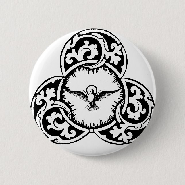 Badge Rond 5 Cm Colombe du Saint-Esprit symbole chrétien (Devant)
