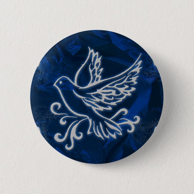 Badge Rond 5 Cm Colombe sur l'aluminium bleu (Devant)