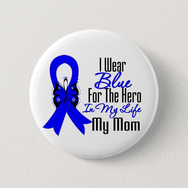 Badge Rond 5 Cm Colon Cancer Ribbon Hero Ma maman (Devant)