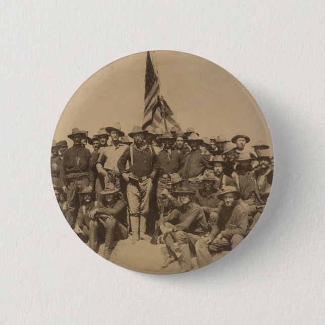 Badge Rond 5 Cm Colonel Roosevelt et son Rough Riders (Devant)