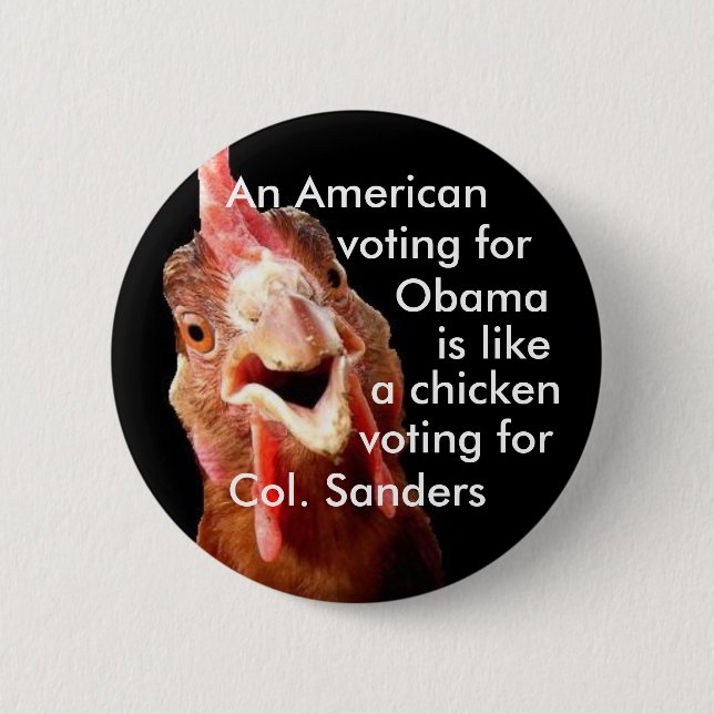 Badge Rond 5 Cm Colonel Sanders de poulet d'Obama (Devant)