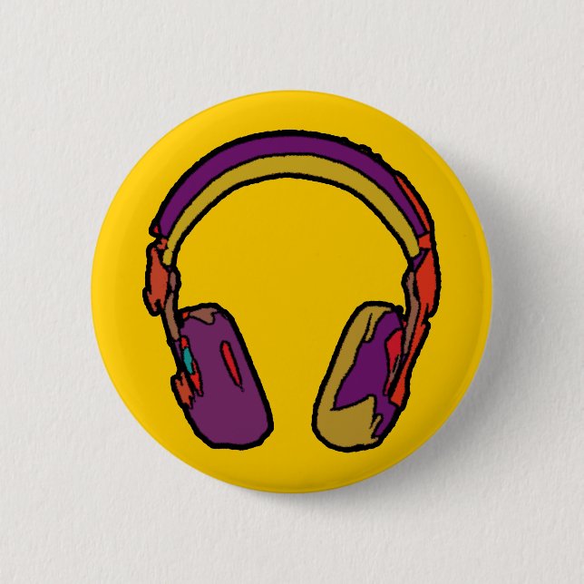 Badge Rond 5 Cm color dj headphone (Devant)