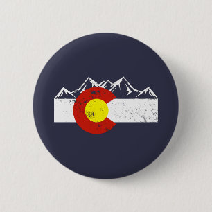 Badge Rond 5 Cm Colorado Montagnes Vintage
