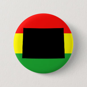 Badge Rond 5 Cm Colorado noir sur couleurs Rasta
