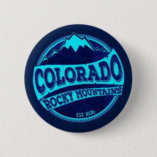 Badge Rond 5 Cm Colorado Rocky Mountains turquoise bleu encre bout
