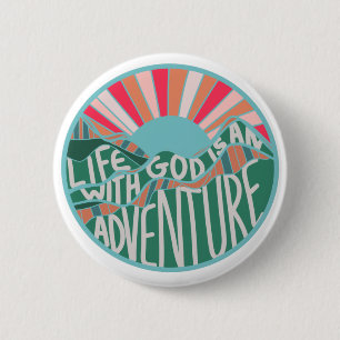 Badge Rond 5 Cm Coloré Christian Mountain Adventure Classic Rou
