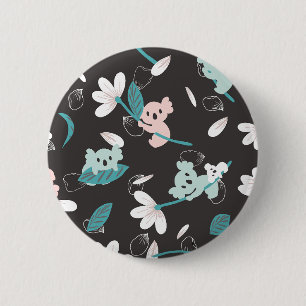 Badge Rond 5 Cm Coloré Koala Motif mignon animal et floral