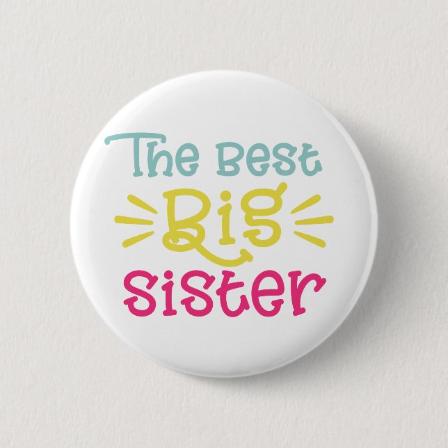 Badge Rond 5 Cm Coloré La Meilleure Grande Soeur Mignonne Main Let (Devant)