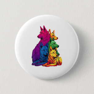 Badge Rond 5 Cm Colorée LGBT Pride Allemand Berger Chien Pile