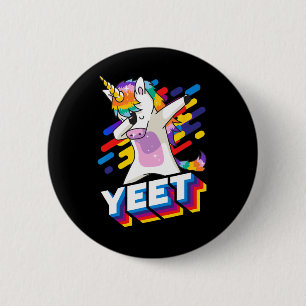 Badge Rond 5 Cm Colorful Dabbing Dancing Unicorn Célébration Yeet