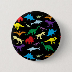 Badge Rond 5 Cm Colorful Dinosaurs Watercolor Kids Pattern 
