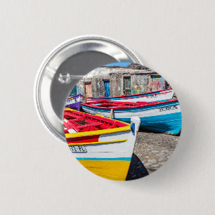 Badge Rond 5 Cm Colorful Fishing Boats, Cape Verde