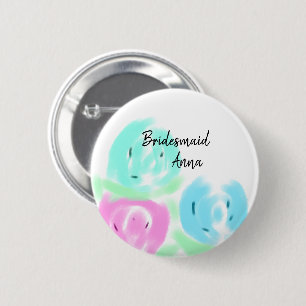 Badge Rond 5 Cm Colorful pastel watercolor floral bridemaid add