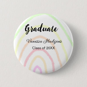 Badge Rond 5 Cm Colorful rainbow Boho graduation ajouter nom année