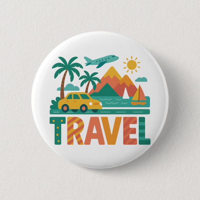 Badge Rond 5 Cm Colorful Travel Vacation Adventure (Devant)