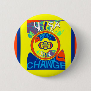 Badge Rond 5 Cm Colorful USA Change : A Festive Design Art Print