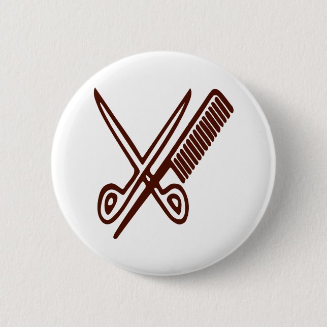 Badge Rond 5 Cm Comb & Ciseaux - Coiffeur (Devant)