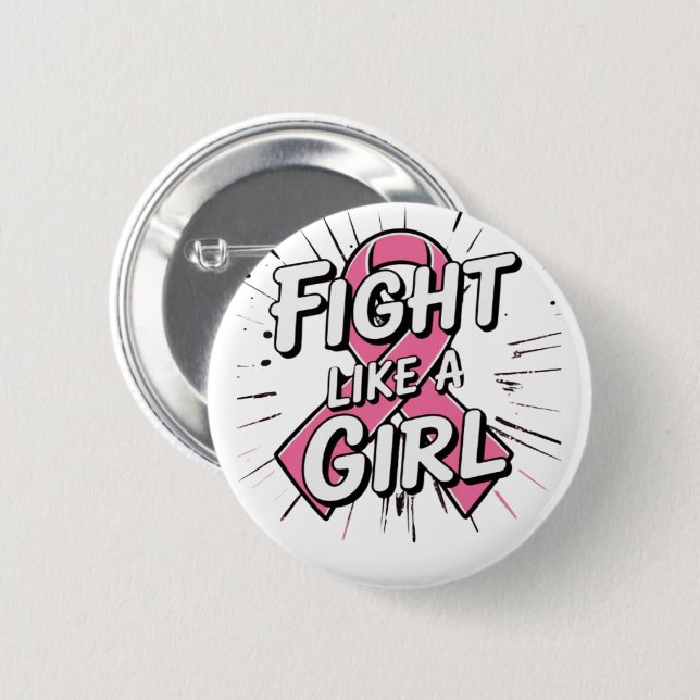 Badge Rond 5 Cm Combats Comme une Fille | Conception de sensibilis (Devant & derrière)