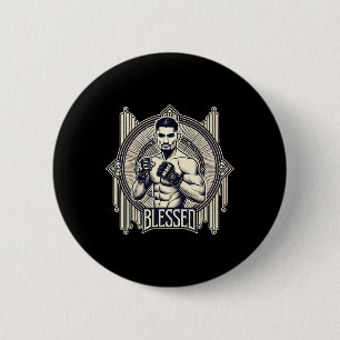 Badge Rond 5 Cm Combattant de cage de boxe thaïlandaise de kickbox