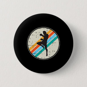 Badge Rond 5 Cm Combattant de kickboxing Silhouette Rétro Cadeaux