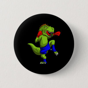 Badge Rond 5 Cm Combattant de Muay Thai Mma T-rex Comt d'arts mart