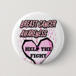 Badge Rond 5 Cm Combattre!, Bouton Sensibilisation au cancer du se