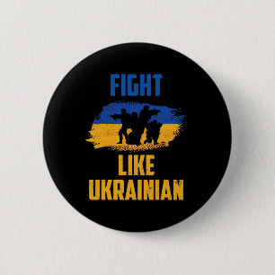 Badge Rond 5 Cm Combattre comme des guerriers de soutien ukrainien