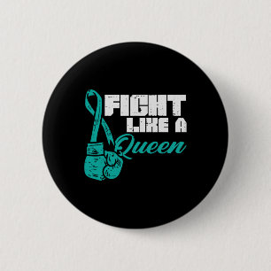 Badge Rond 5 Cm Combattre Comme La Reine Turquoise Gants de boxe C