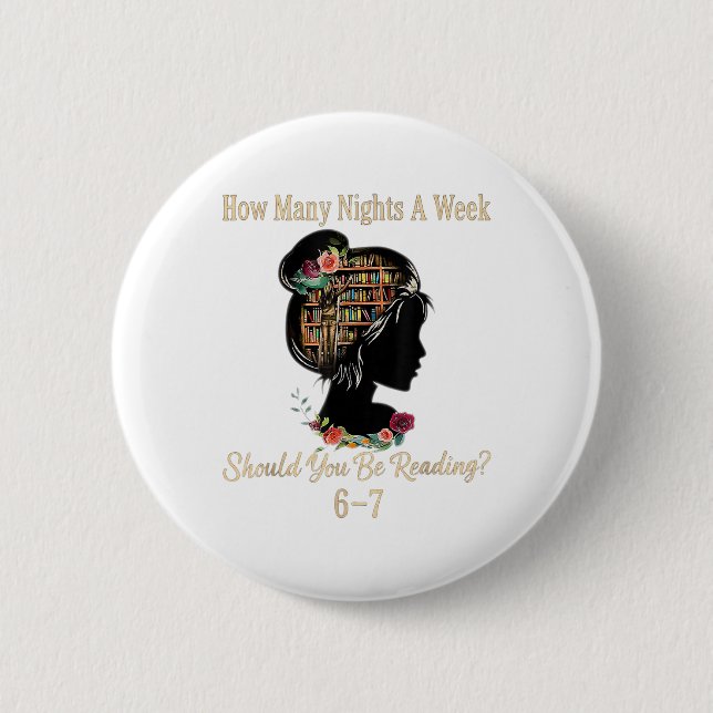 Badge Rond 5 Cm Combien de nuits de lecture 67 Meme drôle Six Sept (Devant)
