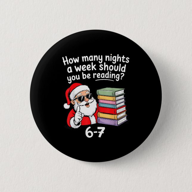 Badge Rond 5 Cm Combien de nuits de lecture Professeur 67 Noël Six (Devant)