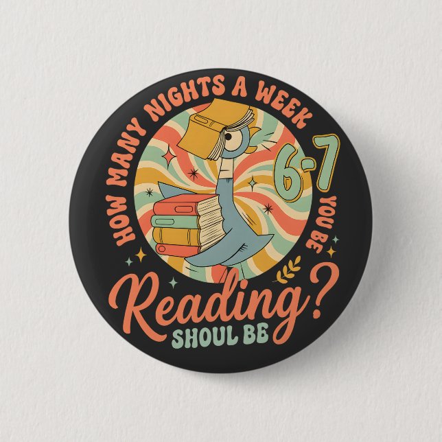 Badge Rond 5 Cm Combien de nuits par semaine devriez-vous lire ? 6 (Devant)