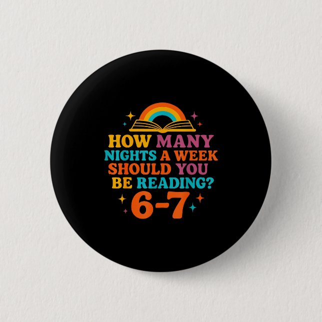 Badge Rond 5 Cm Combien de nuits par semaine devriez-vous lire 67  (Devant)