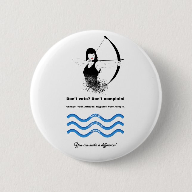 Badge Rond 5 Cm Combo Femme Archer et Vote Blue (Devant)