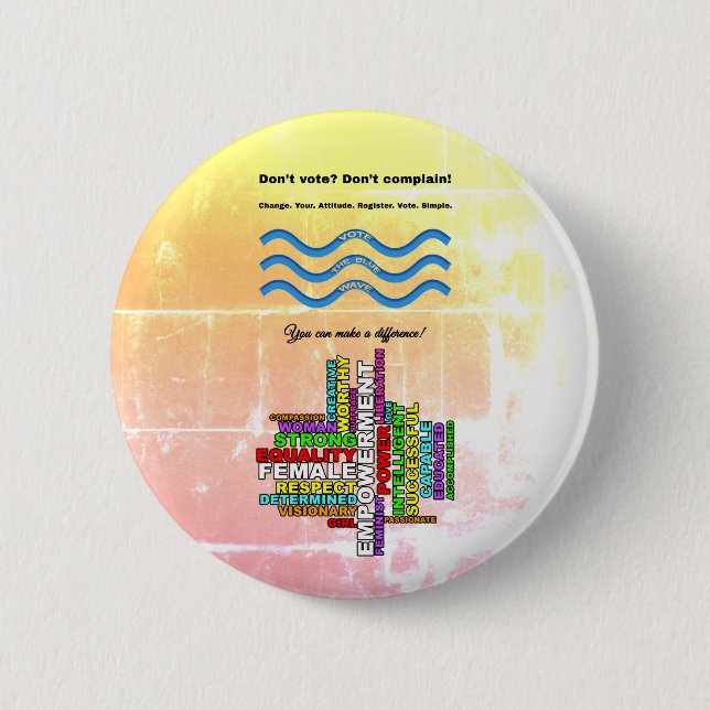 Badge Rond 5 Cm Combo Vote Bleu Fort Femmes Word Cloud (Devant)
