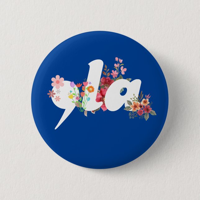 Badge Rond 5 Cm Comma la Floral Kamala Harris Président Fleurs (Devant)