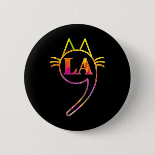 Badge Rond 5 Cm Comma La Kamala Cat Tie Dye Retro Harris 2024 Femm