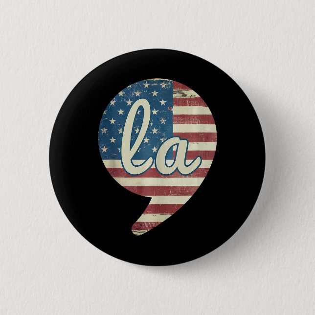 Badge Rond 5 Cm Comma La Kamala Harris Flag américain Comma + La (Devant)