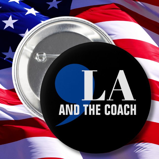 Badge Rond 5 Cm Comma La Kamala Harris Tim Walz Coach 2024 Commala (Créateur téléchargé)