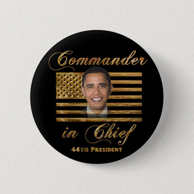 Badge Rond 5 Cm Commandant en chef, Barack Obama (Devant)