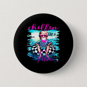 Badge Rond 5 Cm Comme Un Trump Felon Retro Summer Pink Funny 2024