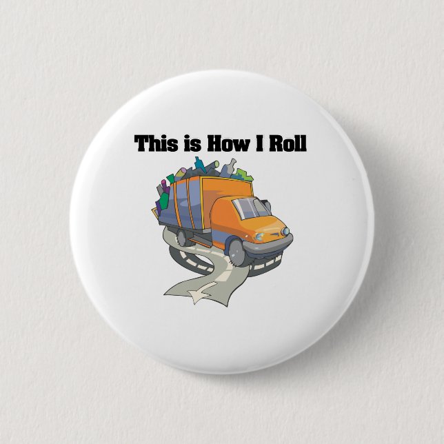 Badge Rond 5 Cm Comment je marche (camion à ordures) (Devant)
