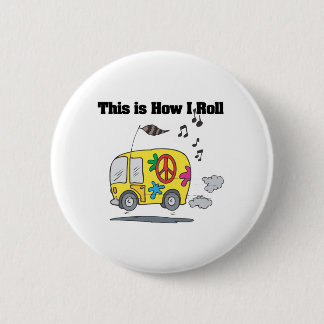 Badge Rond 5 Cm Comment je roule (Hippie Van)