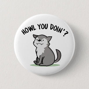 Badge Rond 5 Cm Comment tu fais Funny Baby Wolf Pun