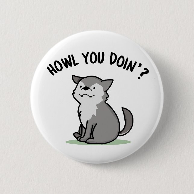 Badge Rond 5 Cm Comment tu fais Funny Baby Wolf Pun (Devant)
