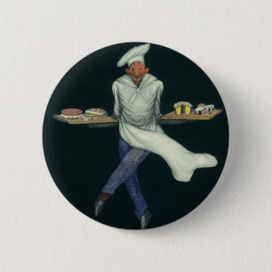 Badge Rond 5 Cm Commerce alimentaire vintage, boulanger avec desse