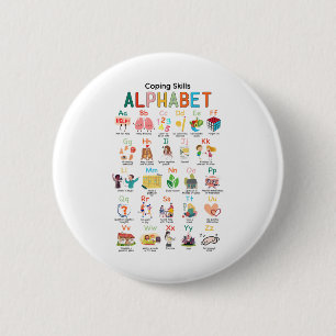Badge Rond 5 Cm Compétences Alphabet Problèmes de santé mentale Pr