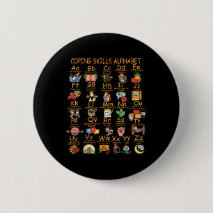 Badge Rond 5 Cm Compétences d'adaptation Alphabet Sensibilisation 
